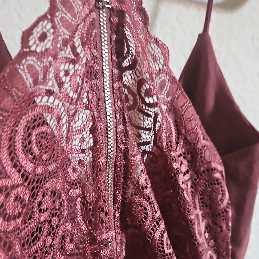 Mind Code Dusty Rose Lace Jumpsuit - Picture 5 of 6
